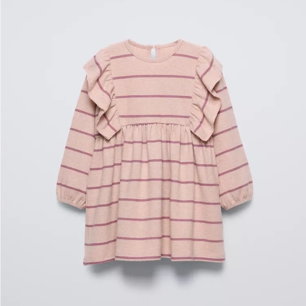 Zara Soft Touch Striped Ruffle Dress